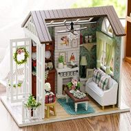 Unknown Figurines Miniatures - Christmas Gift Wooden Doll House Living Room With Balcony Furniture Diy Miniature Kit Toy Dust - Metal Miniatures Figurines Silver