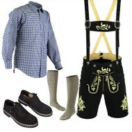 Unknown Bavarian Oktoberfest Trachten Lederhosen Above Knee Shorts Shirt Shoe and Socks