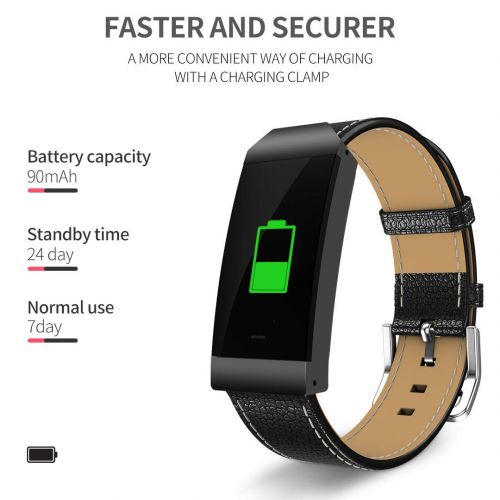  Unknown Blood Pressure Monitor Watch - Leather Band Smartwatch with Heart Rate Monitor Pedometer Sleep Monitor Message & Call Reminder Compatible with Android and iOS Phone - Brown