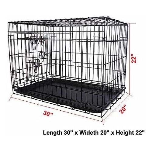  Unknown 30 2 Doors Wire Folding Pet Crate Dog Cat Cage Suitcase Kennel Playpen w/ Tray