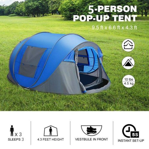  Unknown 5-Person Instant Pop-Up Tent Camping Outdoor Family Hiking Shelter Waterproof US