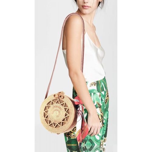  Unknown YOUNG-X Crossbody round Straw bag,Women Weave Handmade Rattan Shoulder Leather Straps Summer Beach