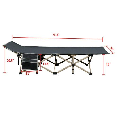  Unknown Metal Folding Camping Bed Outdoor/Indoor Folding Bed Cot Portable Camp Bed Gray