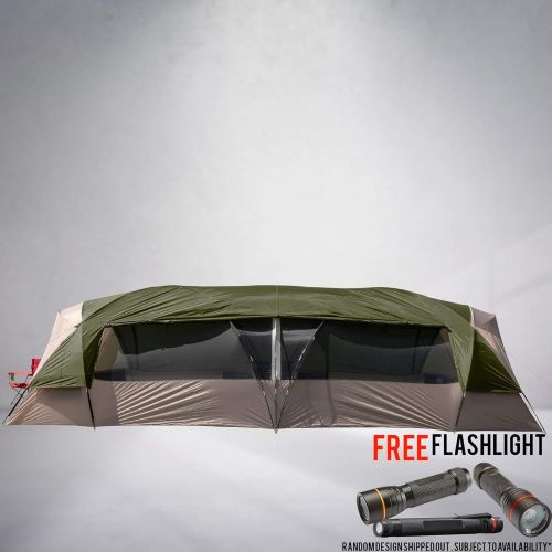  Unknown Hazel Creek 20 Person Tunnel Tent with Removable Movie Screen Bundled with Free Flashlight