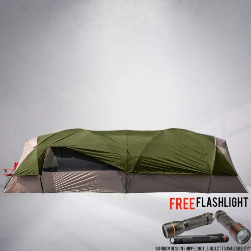  Unknown Hazel Creek 20 Person Tunnel Tent with Removable Movie Screen Bundled with Free Flashlight