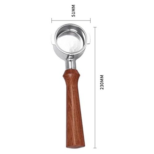  Unknows 51mm Bottomless Naked Portafilter for Espresso Machines Coffee with Wooden Handle 2 Ears Home Office Coffee Making Tool