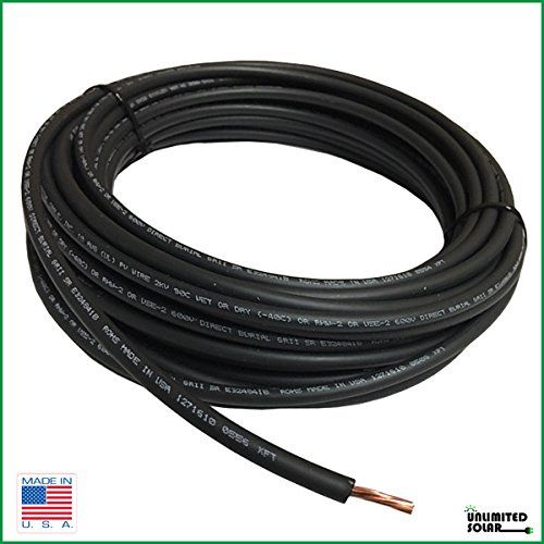  Unlimited Solar 50FT Solar PV Cable, 8 AWG, 2000V Wire, UL 4703 Listed, Copper, PV Approved & Sunlight Resistant