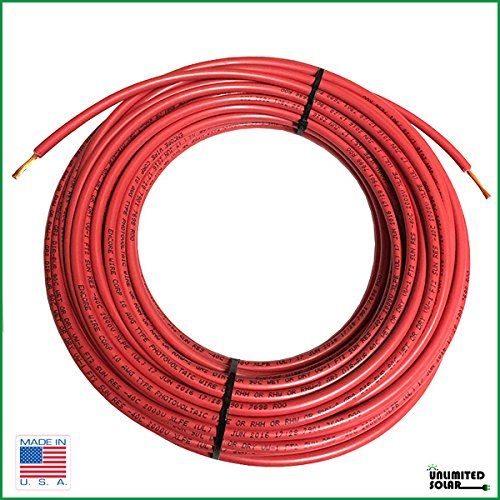  Unlimited Solar 100FT Solar PV Cable, 8 AWG, 2000V Wire, UL 4703 Listed, Copper, PV Approved & Sunlight Resistant, RED Color