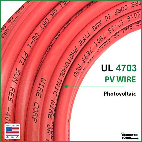 Unlimited Solar 100FT Solar PV Cable, 8 AWG, 2000V Wire, UL 4703 Listed, Copper, PV Approved & Sunlight Resistant, RED Color