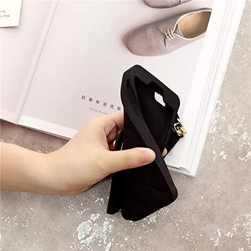  [아마존베스트]UnnFiko Wallet Case Compatiblewith iPhone 6 / iPhone 6s, Pretty Luxury Bag Design, Purse Flip Card Pouch Cover Soft Silicone Case with Hand Holder Long Shoulder Strap (Black, iPho