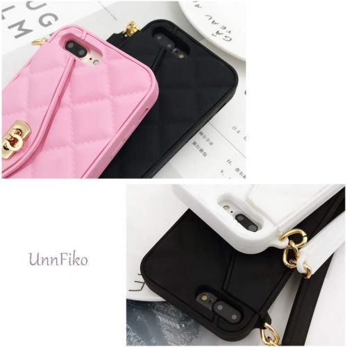  [아마존베스트]UnnFiko Wallet Case Compatiblewith iPhone 6 / iPhone 6s, Pretty Luxury Bag Design, Purse Flip Card Pouch Cover Soft Silicone Case with Hand Holder Long Shoulder Strap (Black, iPho