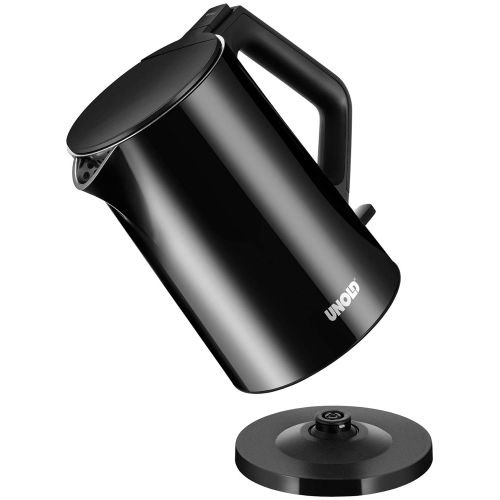  Unold 18525 BLITZKOCHER Design Black, 1,4 Liter Volumen, Warmeisoliert, Doppewandig, Cool-Touch Gehause, Druchgehender Edelstahlbehalter, Abgedecktes Heizelement