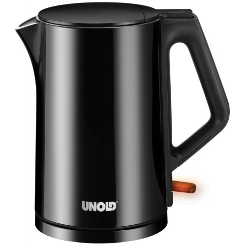  Unold 18525 BLITZKOCHER Design Black, 1,4 Liter Volumen, Warmeisoliert, Doppewandig, Cool-Touch Gehause, Druchgehender Edelstahlbehalter, Abgedecktes Heizelement