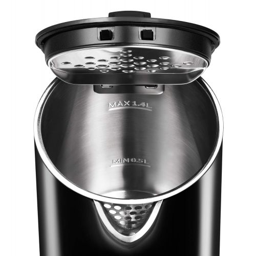  Unold 18525 BLITZKOCHER Design Black, 1,4 Liter Volumen, Warmeisoliert, Doppewandig, Cool-Touch Gehause, Druchgehender Edelstahlbehalter, Abgedecktes Heizelement