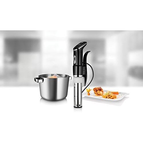  UNOLD 58915 STICK Time Sous Vide Garer fuer alle Toepfe ab 18 cm Hoehe, Temperaturgenauigkeit 0,2°C, einstellbar von 0  95°C, fuer bis zu 20l Wasser, 1.300 Watt, Edelstahl/schwarz, 13