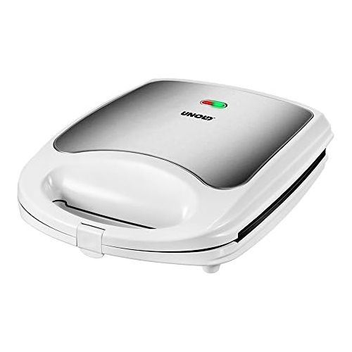  Unold 48480 Sandwich Maker Quadro fuer 4 Toasts gleichzeitig, Antihaft-Beschichtung, Warmeisolierung, automatische Temperaturregelung, 1.100 Watt, weiss/Edelstahl, Plastik, 4 kilogra