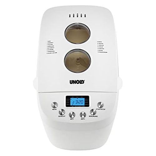  UNOLD Backmeister 68520 Big White for up to 1,500 g of bread, with 15 programs for gluten free bread, timer function, ware holding function, LCD display, White