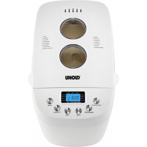  UNOLD Backmeister 68520 Big White for up to 1,500 g of bread, with 15 programs for gluten free bread, timer function, ware holding function, LCD display, White