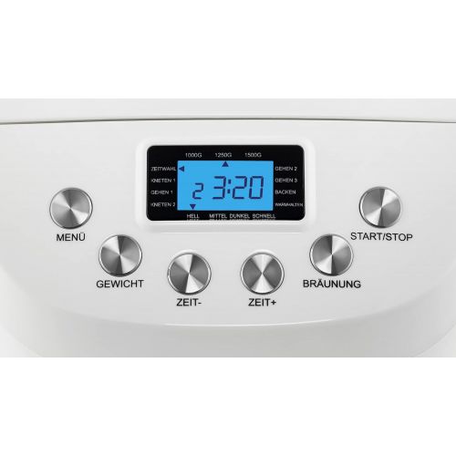  UNOLD Backmeister 68520 Big White for up to 1,500 g of bread, with 15 programs for gluten free bread, timer function, ware holding function, LCD display, White