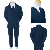 Unotux Baby Toddler Kid Teen Boy Wedding Formal Party Navy Blue 5pc Tuxedo Suit sz S-20