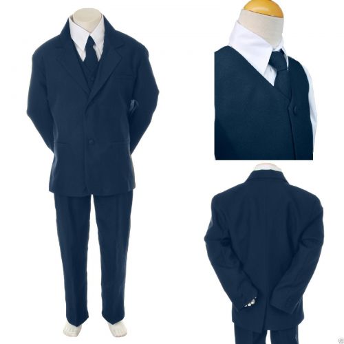  Unotux Baby Toddler Kid Teen Boy Wedding Formal Party Navy Blue 5pc Tuxedo Suit sz S-20