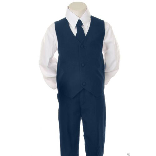  Unotux Baby Toddler Kid Teen Boy Wedding Formal Party Navy Blue 5pc Tuxedo Suit sz S-20