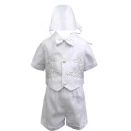 Unotux Baby Boy Christening Baptism White Shorts Cross Vest Set (0M-36M)