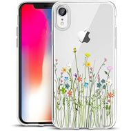 [아마존베스트]Unov Case Clear with Design Slim Protective Soft TPU Bumper Embossed Floral Pattern [Support Wireless Charging] Cover for iPhone XR 6.1 Inch(Flower Bouquet)