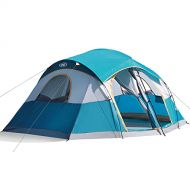 UNP Camping Tent 9 10 Person,Waterproof Windproof Family Tent, 5 Large Ventilation Mesh Windows, Double Layer 78 inch Tall with Dividers Curtain for 2 Room