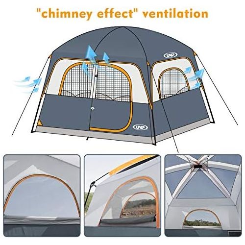  UNP Tents 6 Person Waterproof Windproof Easy Setup,Double Layer Family Camping Tent with 1 Mesh Door & 5 Large Mesh Windows -10X9X78in(H)
