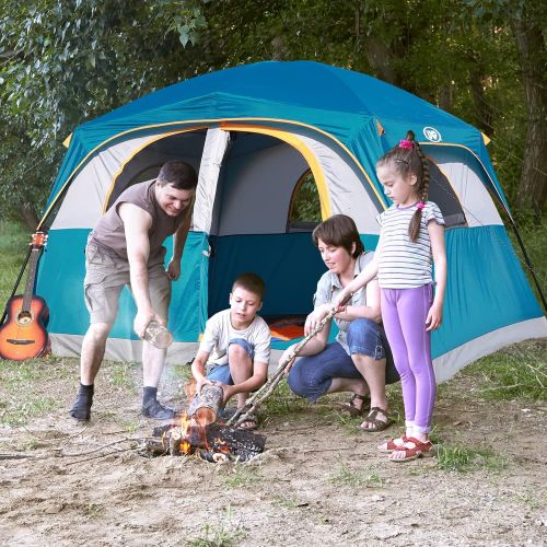  [아마존베스트]Unp-00 UNP Tents 6 Person Waterproof Windproof Easy Setup (3min),Double Layer Family Camping Tent with 1 Mesh Door & 5 Large Mesh Windows -10X9X78in(H)