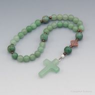 UnspokenElements Anglican Prayer Beads - Green Aventurine Gemstone - Christian Rosary - Pocket Prayer Beads