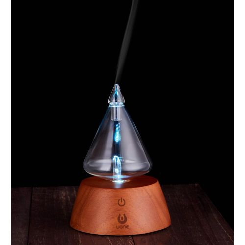  Uone UONE Aroma Essential Oil Nebulizing Diffuser made from Wood and Glass for Aromatherapy Pure Essential oils Nebulizer with Touch Button Timer and 7 Color LED lights No...