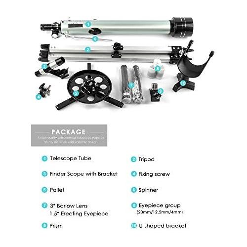  [아마존베스트]Refractor Telescope, Uong Professional 525X Astronomical Telescope Children Telescope Telescope with Tripod Learning Toy and Finder Scope for Astronomy Beginners Children Education