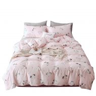 Uozzi Bedding Unicorn Pattern 100% Natural Cotton Pink Duvet Cover Set Reversible Cute Kids Bedding Set with Zipper Closure, 4 Corner Ties Girls Teens Premium 1000 TC Hypoallergenic Comforter Co