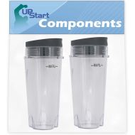 2 Pack UpStart Components Replacement 16 oz Cup for Ninja BL660, BL663, BL740, BL770, BL771, BL772, BL780, BL810, BL820, BL830 Blenders