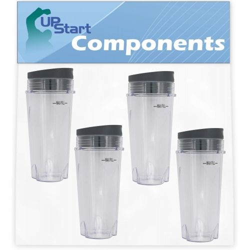  4 Pack UpStart Components Replacement Single Serve 16 oz Cup Compatible with Ninja Professional Blender BL740 1100-Watt