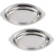 Update International 20 oz. (Ounce) Stainless Steel Oval Au Gratin Serving Dish Pan Platter - Set of 2