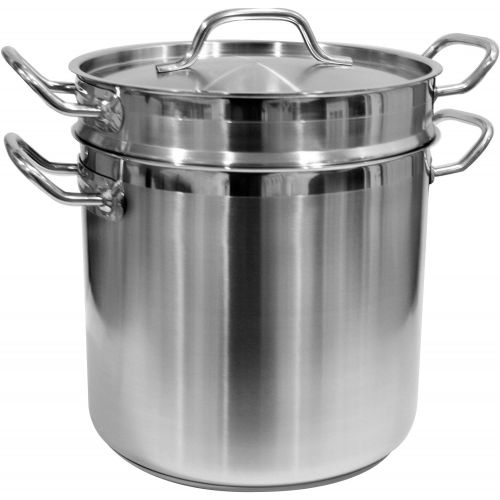  Update International (SDB-08) 8 Qt Induction Ready Double Boiler with Cover, Stainless Steel