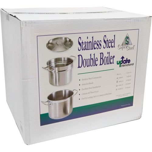  Update International (SDB-08) 8 Qt Induction Ready Double Boiler with Cover, Stainless Steel