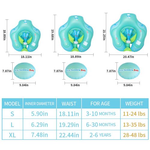  [New Upgrade Version] Inflatable Baby Swimming Float with Safe Bottom Support and Swim Buoy Floats for Safer Swims (Upgrade Blue, XL)