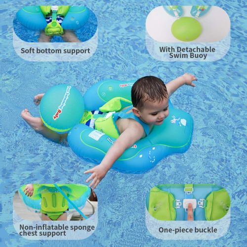  [New Upgrade Version] Inflatable Baby Swimming Float with Safe Bottom Support and Swim Buoy Floats for Safer Swims (Upgrade Blue, XL)