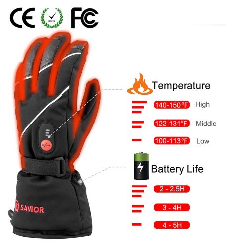  Upgraded Savior Heated Gloves with Rechargeable Li-ion Battery Heated for Men and Women, Warm Gloves for Cycling Motorcycle Hiking Skiing Mountaineering, Works up to 2.5-6 Hours