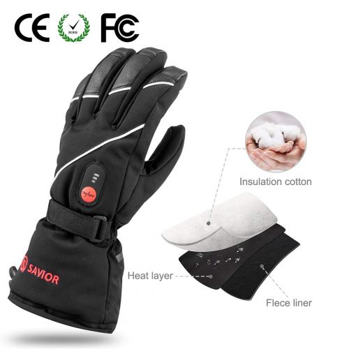  Upgraded Savior Heated Gloves with Rechargeable Li-ion Battery Heated for Men and Women, Warm Gloves for Cycling Motorcycle Hiking Skiing Mountaineering, Works up to 2.5-6 Hours