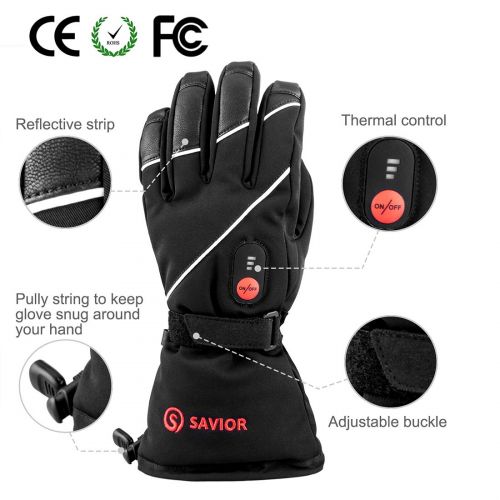  Upgraded Savior Heated Gloves with Rechargeable Li-ion Battery Heated for Men and Women, Warm Gloves for Cycling Motorcycle Hiking Skiing Mountaineering, Works up to 2.5-6 Hours