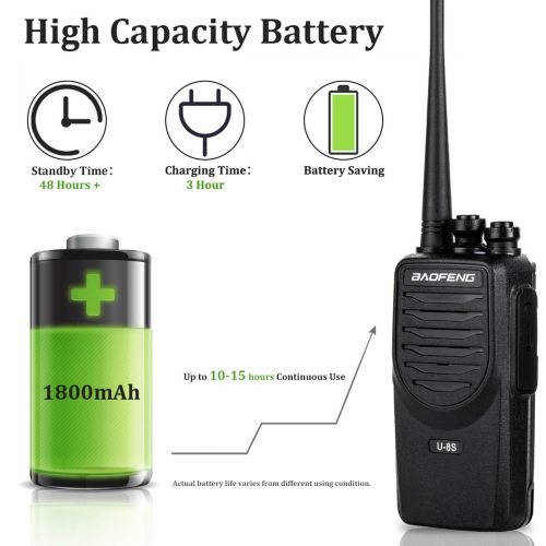  Upgraded BaoFeng Walkie Talkies 4 Pack Long Range Two Way Radio UHF 400~470MHz 16-Channel Walkie Talkies with Earpiece