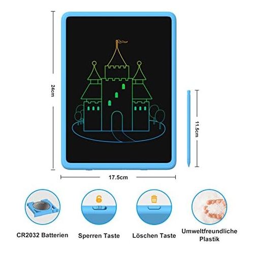  [아마존베스트]Upgrow LCD writing tablet, 11 inch LCD writing boards with colourful font, graphic tablets, writing board, digital writing board, paperless painting board for children, school, gra