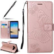 Uposao Kompatibel mit Handy Schutzhuelle Galaxy Note 8 Handytasche Bookstyle Lederhuelle Schmetterling Muster Leder Tasche Handyhuelle Klapphuelle Flip Case Cover Klapphuelle mit Karten