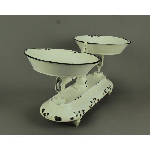  Upper Deck, LTD Distressed White Metal Vintage Balance Scale Planter