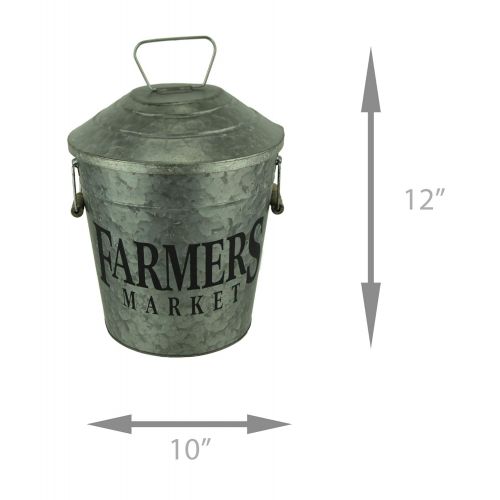  Upper Deck, LTD Galvanized Metal Decorative Vintage Farmers Market Pail